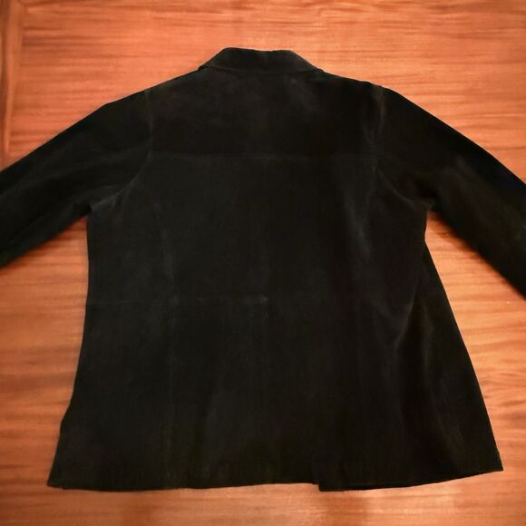 (R)elativity Jacket Suede Women Sz XL Black Leather Button Blazer Lightweight - Picture 8 of 9